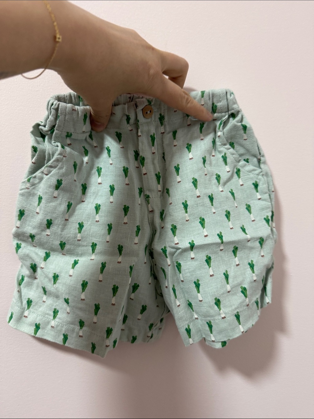 Oeuf Mint Green Vegetable-Print Shorts